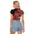 Africa Floral mix Maasai Shuka Raglan Cropped T Shirt Red Moitf - Wonder Print Shop