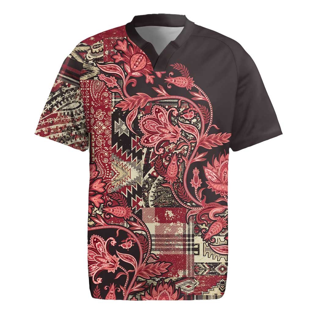 Africa Floral mix Maasai Shuka Rugby Jersey Red Moitf