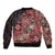 Africa Floral mix Maasai Shuka Sleeve Zip Bomber Jacket Red Moitf - Wonder Print Shop