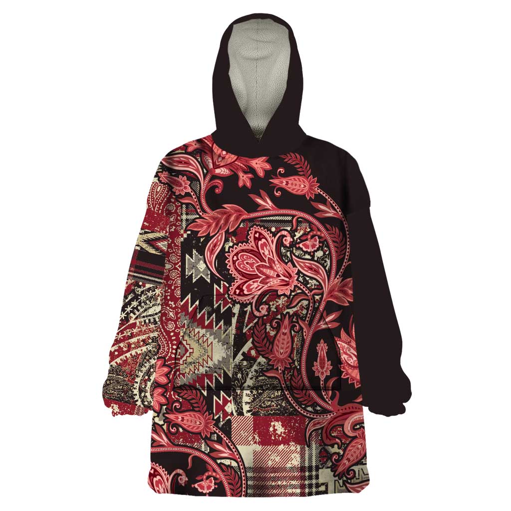 Africa Floral mix Maasai Shuka Wearable Blanket Hoodie Red Moitf - Wonder Print Shop