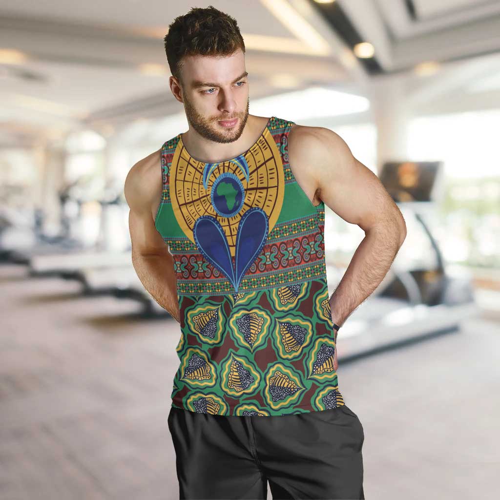 African Pattern Traditional Kanga Style Men Tank Top - Wonder Print Shop