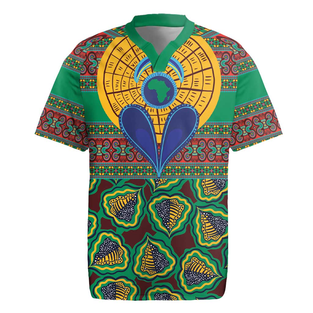 African Pattern Traditional Kanga Style Rugby Jersey