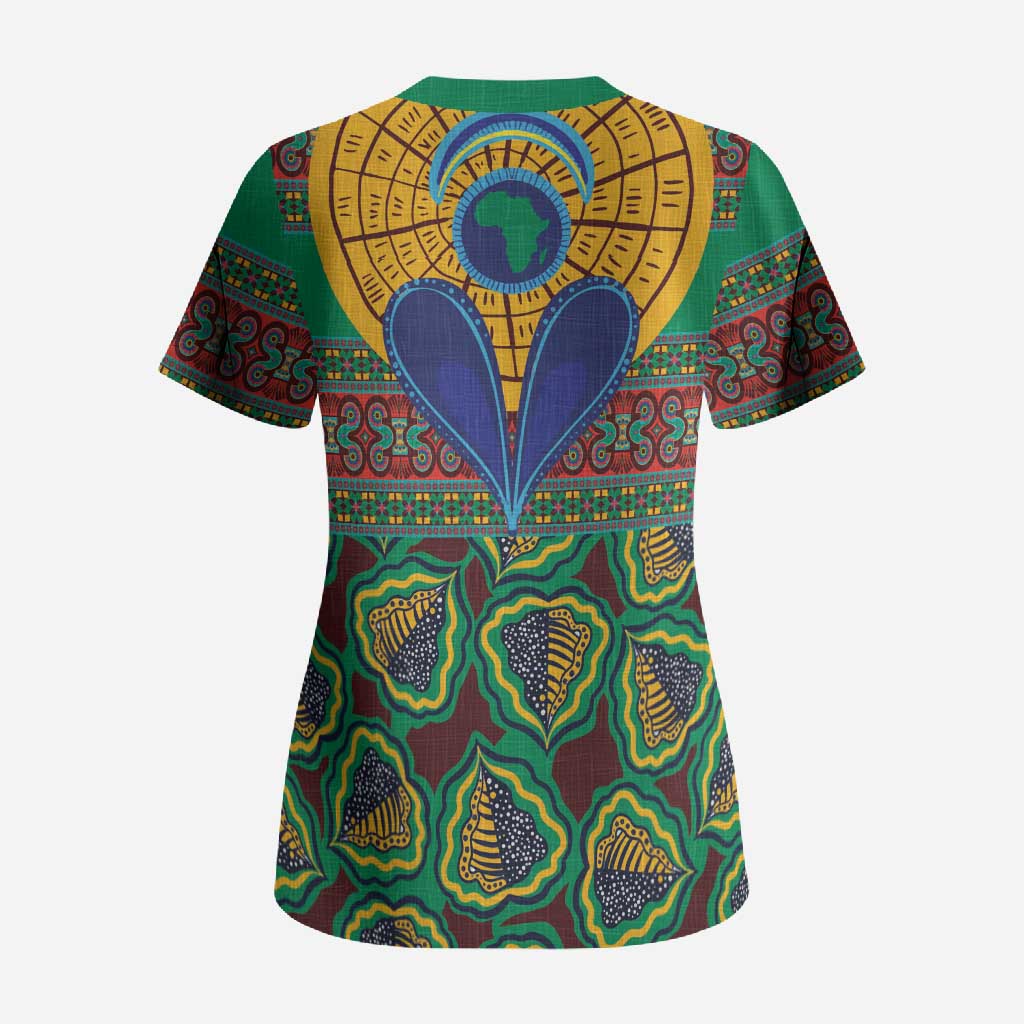 African Pattern Traditional Kanga Style Scrub Top