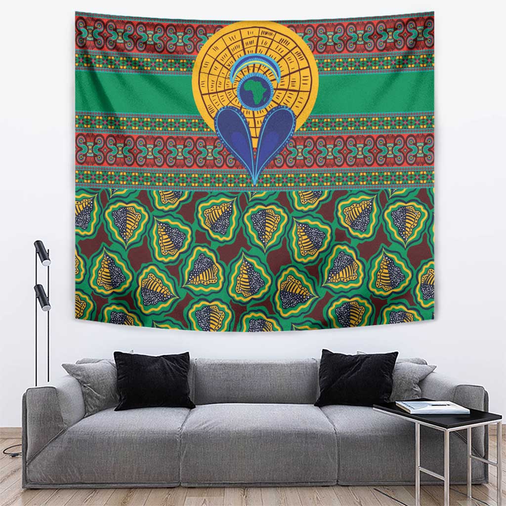 African Pattern Traditional Kanga Style Tapestry