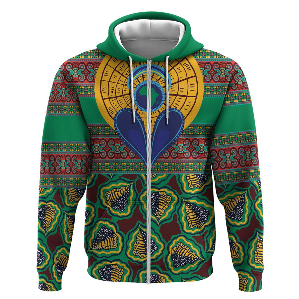 African Pattern Traditional Kanga Style Zip Hoodie - Wonder Print Shop