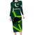 Pakistan Cricket Helmet Family Matching Long Sleeve Bodycon Dress and Hawaiian Shirt Proud Shaheen Falcon Star and Crescent LT9 - Wonder Print Shop