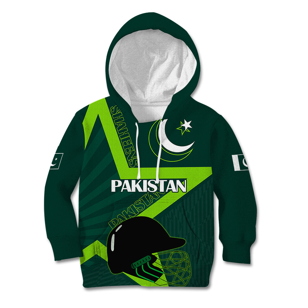 Pakistan Cricket Helmet Kid Hoodie Proud Shaheen Falcon Star and Crescent - Wonder Print Shop