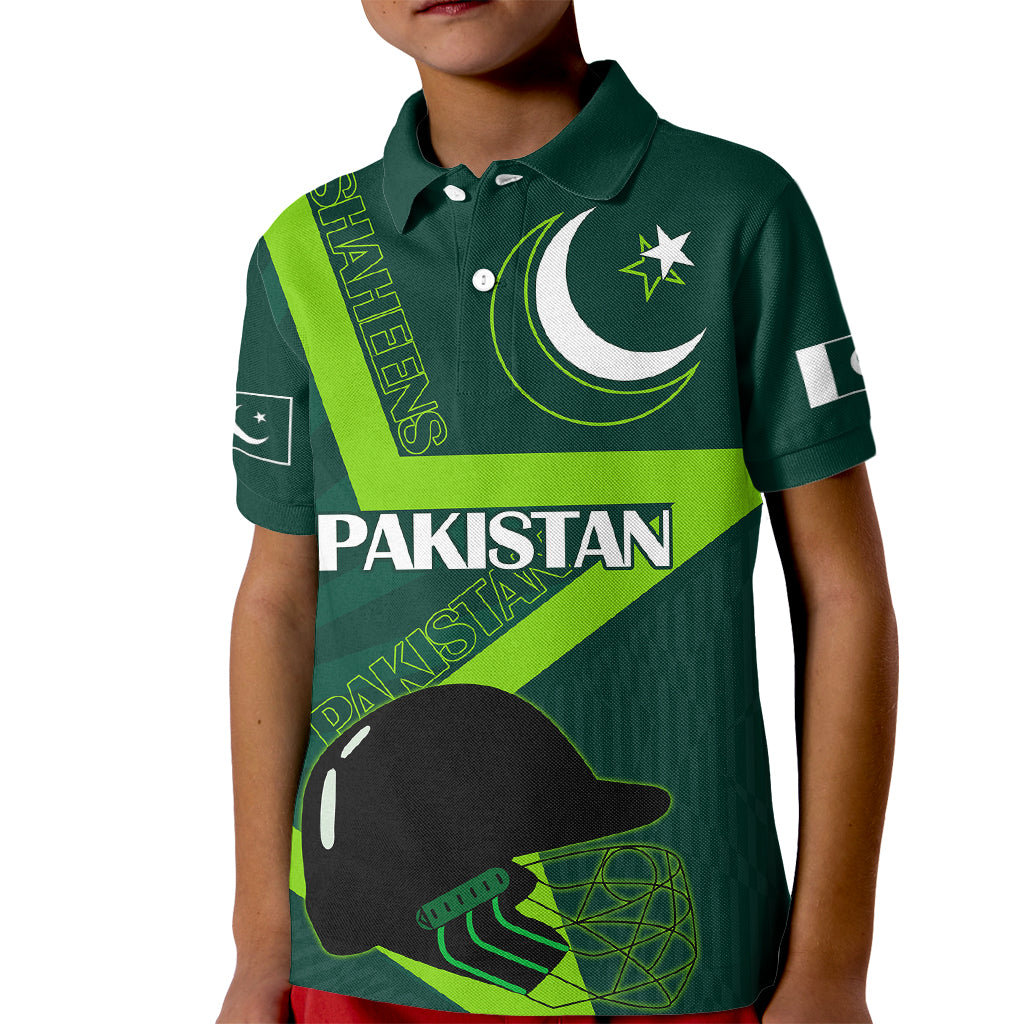 Pakistan Cricket Helmet Kid Polo Shirt Proud Shaheen Falcon Star and Crescent - Wonder Print Shop