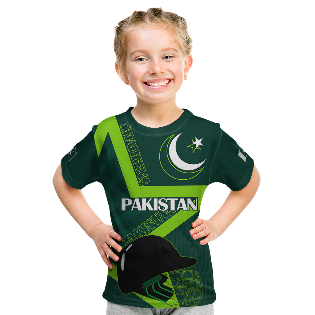 Pakistan Cricket Helmet Kid T Shirt Proud Shaheen Falcon Star and Crescent - Wonder Print Shop