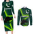 Custom Pakistan Cricket Helmet Couples Matching Long Sleeve Bodycon Dress and Long Sleeve Button Shirts Proud Shaheen Falcon Star and Crescent LT9 - Wonder Print Shop