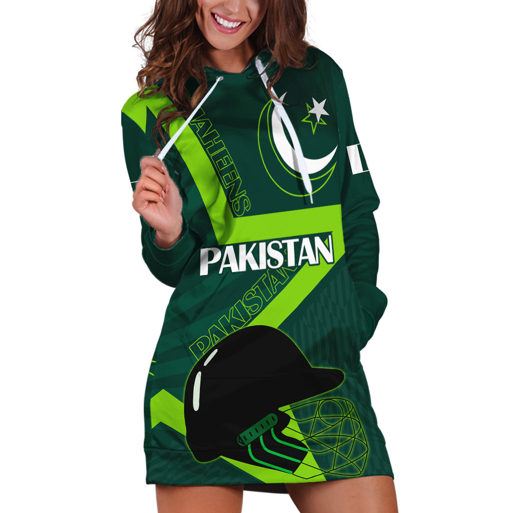 Custom Pakistan Cricket Helmet Hoodie Dress Proud Shaheen Falcon Star and Crescent - Wonder Print Shop