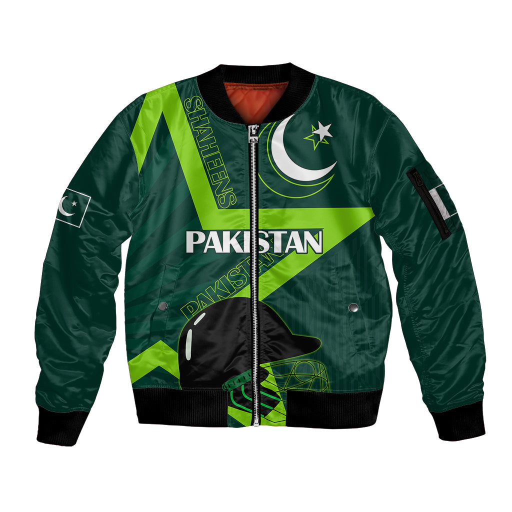 custom-pakistan-cricket-helmet-sleeve-zip-bomber-jacket-proud-shaheen-falcon-star-and-crescent