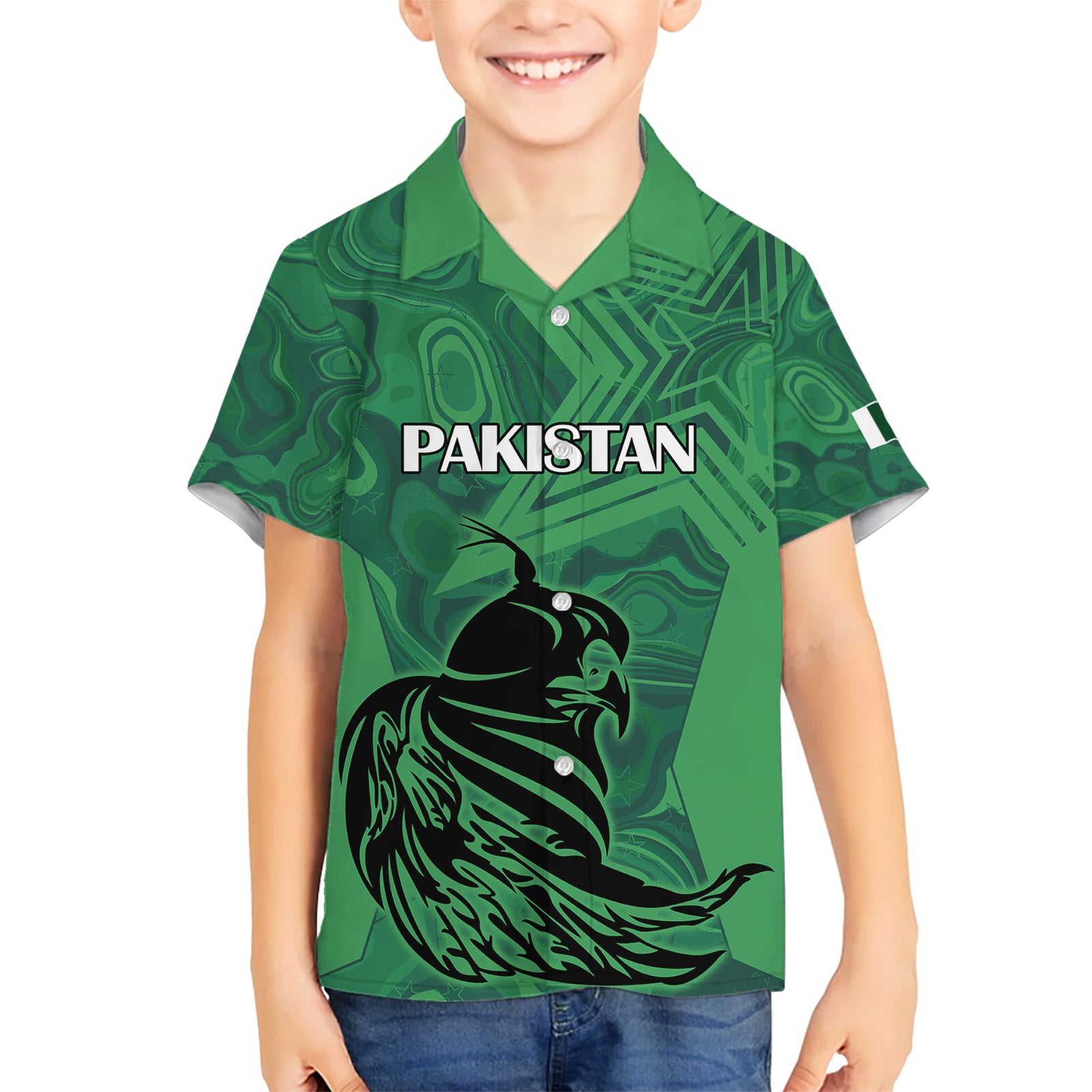 Pakistan Cricket Kid Hawaiian Shirt Go Falcon World Cup 2023 Sporty Style - Wonder Print Shop