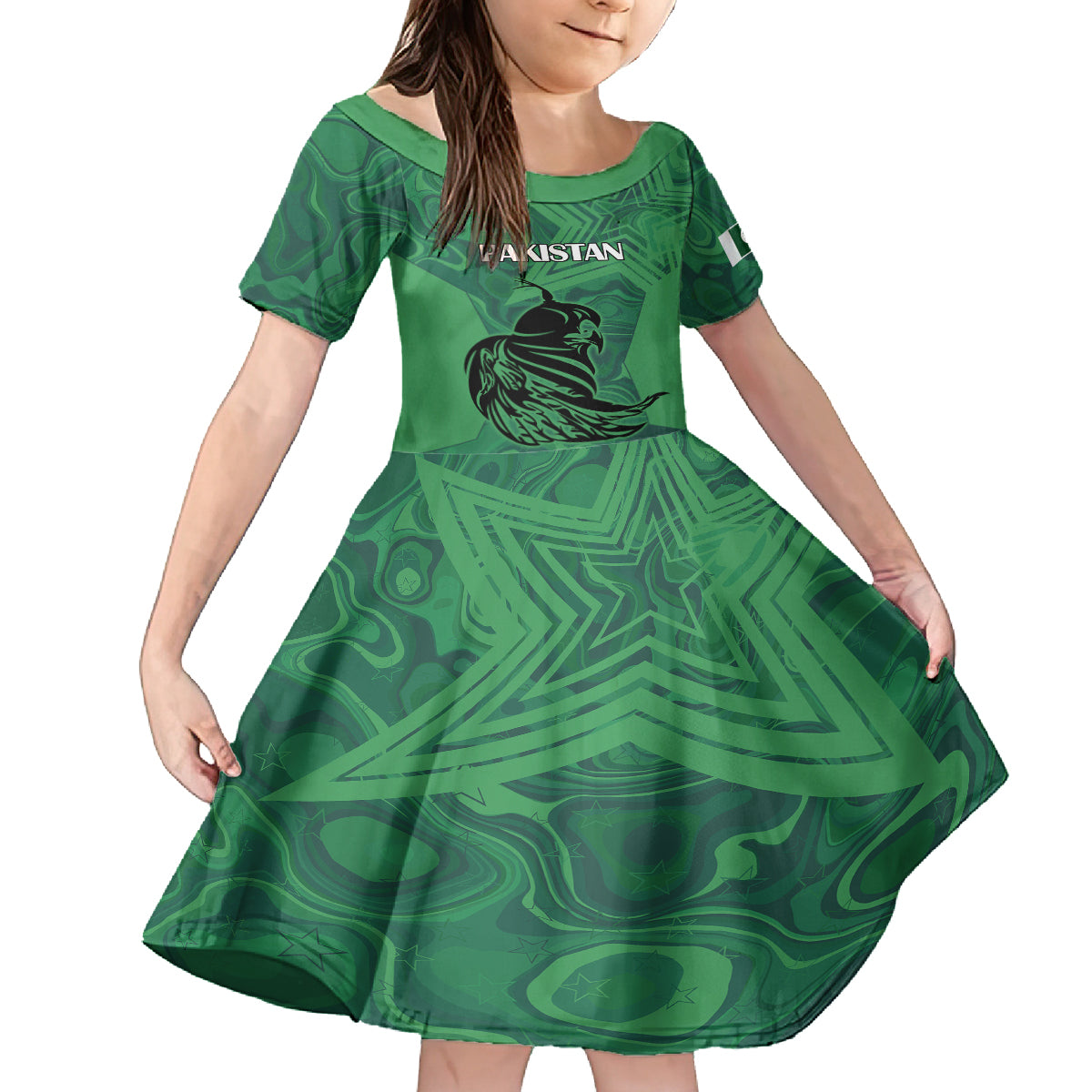 Pakistan Cricket Kid Short Sleeve Dress Go Falcon World Cup 2023 Sporty Style - Wonder Print Shop