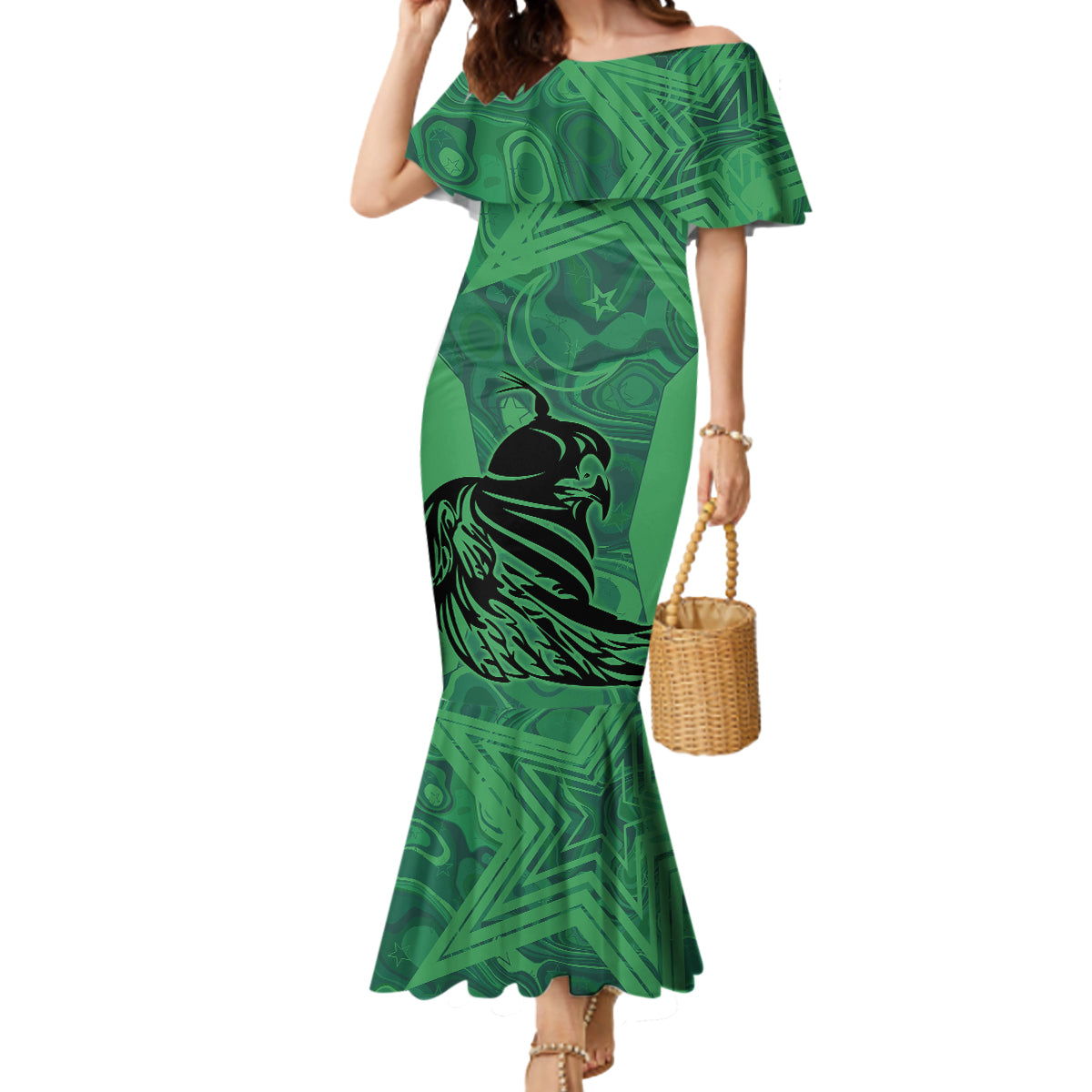 Pakistan Cricket Mermaid Dress Go Falcon World Cup 2023 Sporty Style - Wonder Print Shop