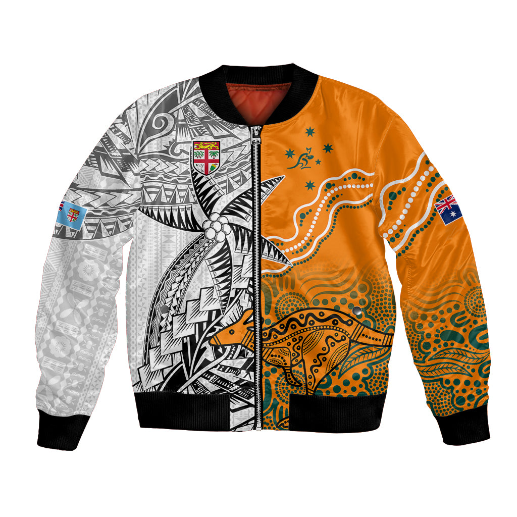 Fiji Australia Rugby Bomber Jacket World Cup 2023 Polynesia Tapa Mixed Indigenous Aboriginal LT9 - Wonder Print Shop