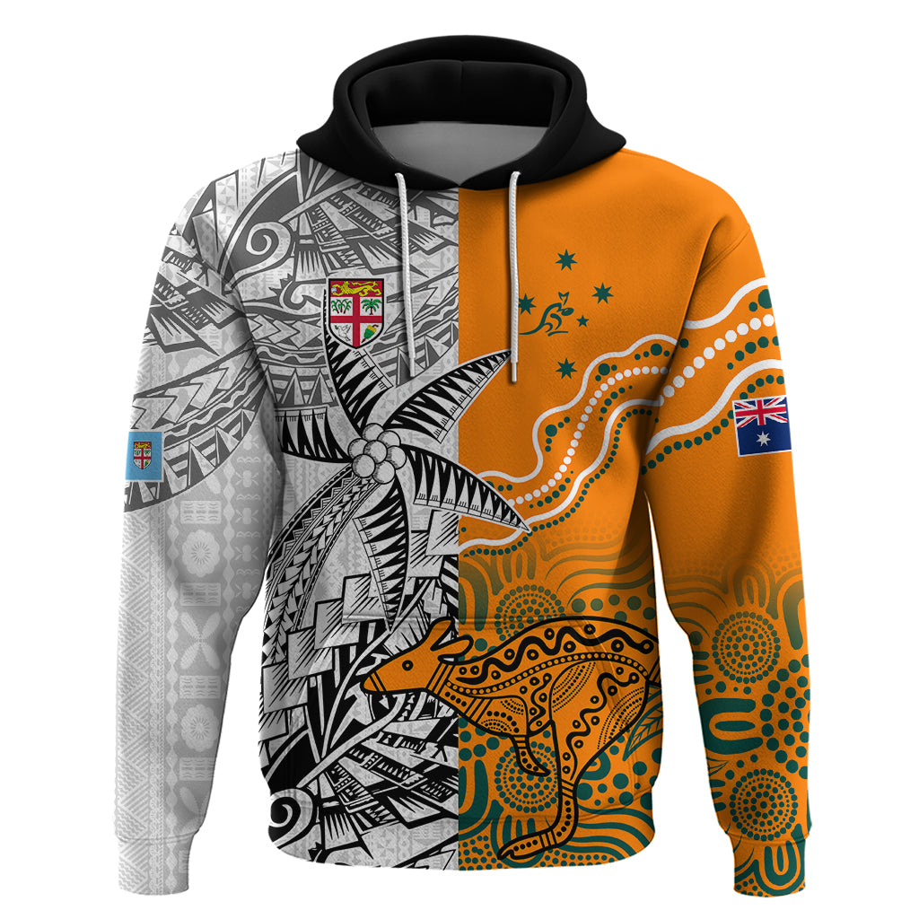 Fiji Australia Rugby Hoodie World Cup 2023 Polynesia Tapa Mixed Indigenous Aboriginal - Wonder Print Shop