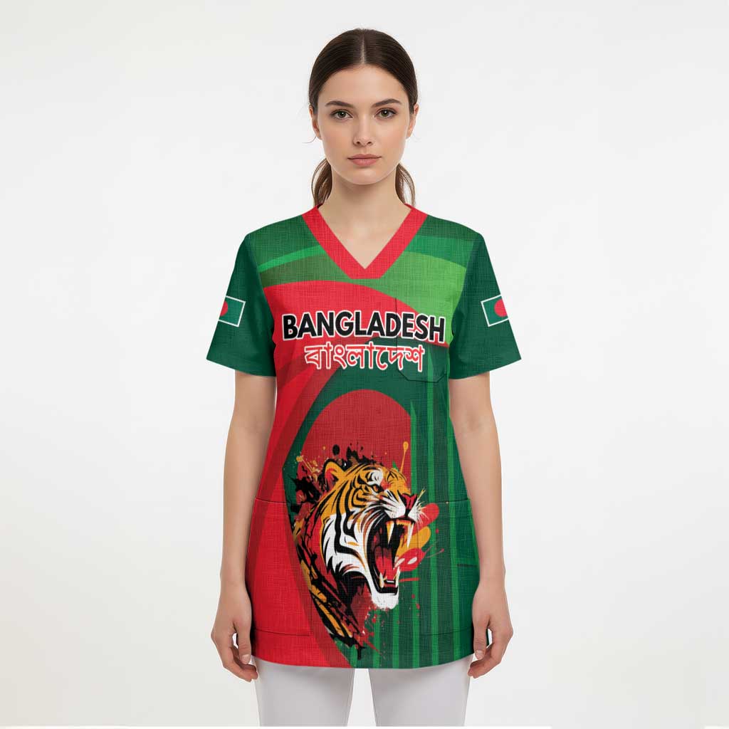 Royal Bengal Tiger Bangladesh Personalized Scrub Top - Wonder Print Shop