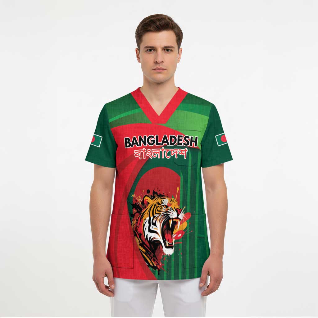 Royal Bengal Tiger Bangladesh Personalized Scrub Top - Wonder Print Shop