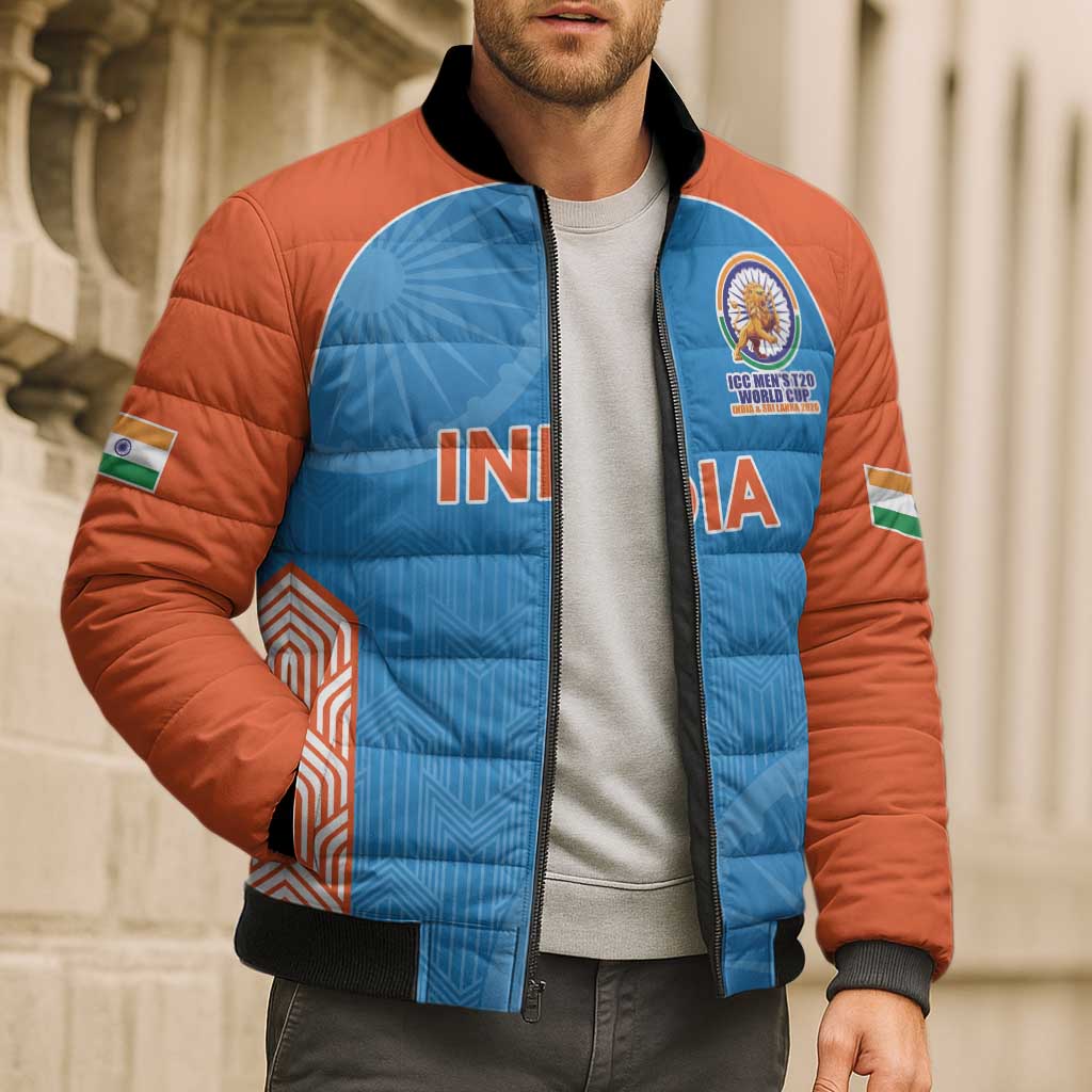 Custom India Cricket Spirit 2026 Bomber Puffer Jacket World T20 Edition - Wonder Print Shop