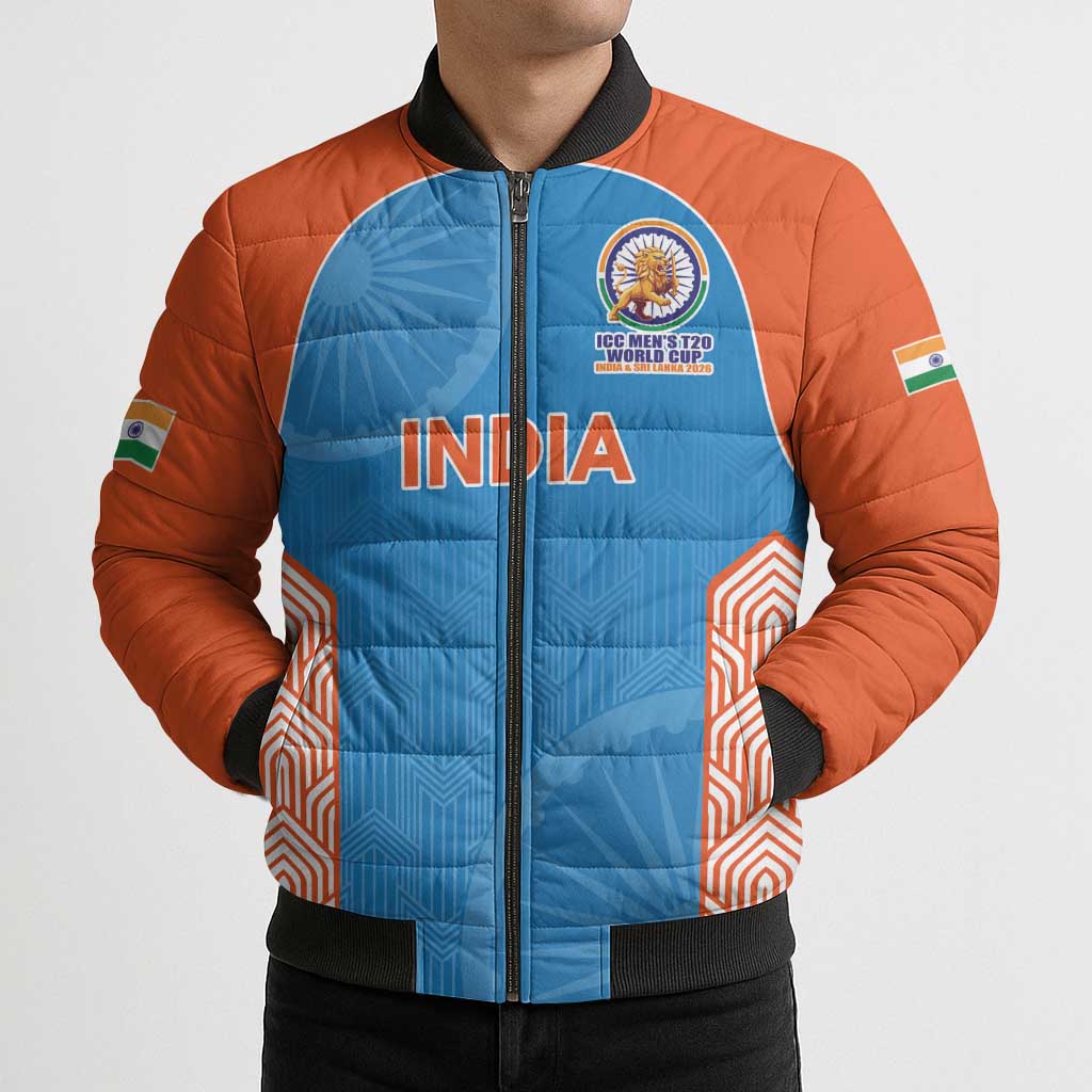 Custom India Cricket Spirit 2026 Bomber Puffer Jacket World T20 Edition - Wonder Print Shop