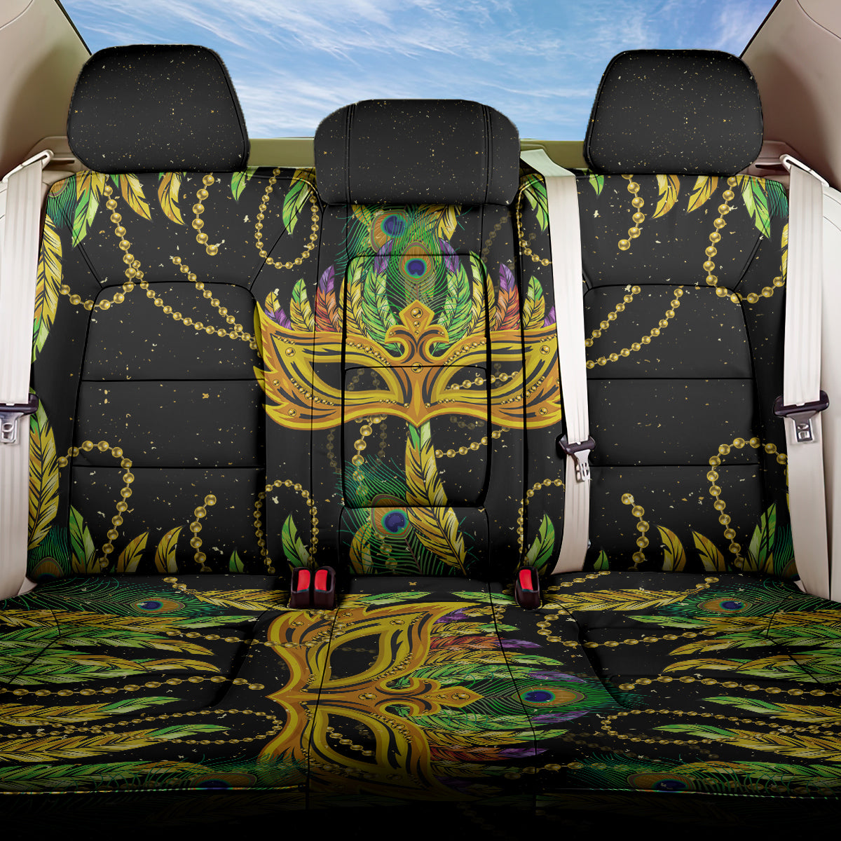 Feather Mask Mardi Gras Back Car Seat Cover LT9 - Wonder Print Shop