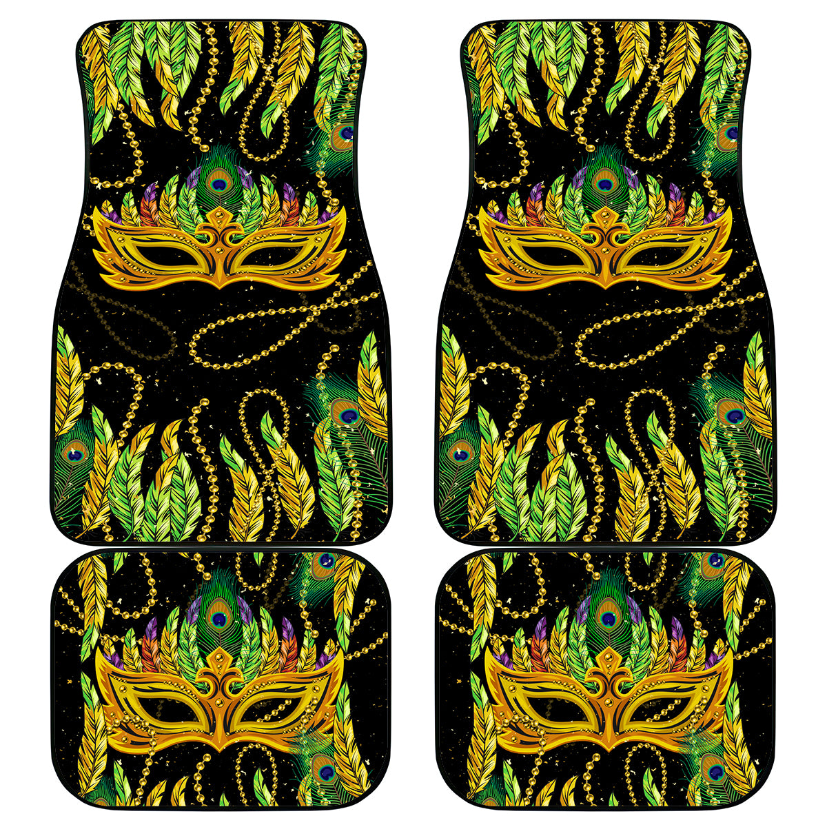 Feather Mask Mardi Gras Car Mats LT9 - Wonder Print Shop