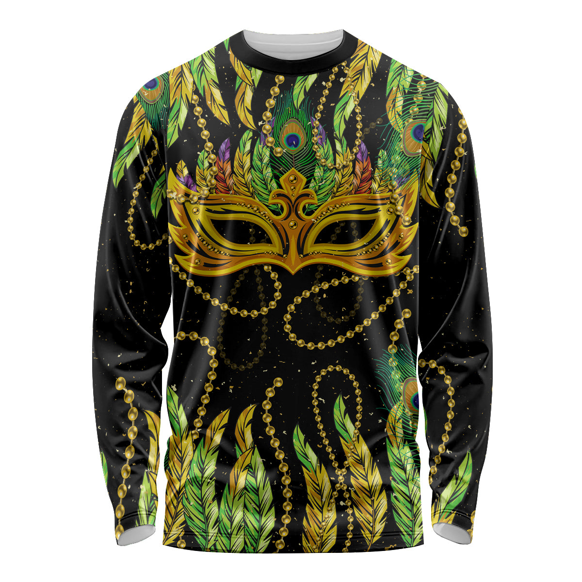 Feather Mask Mardi Gras Long Sleeve Shirt - Wonder Print Shop