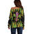 Feather Mask Mardi Gras Off Shoulder Sweater - Wonder Print Shop