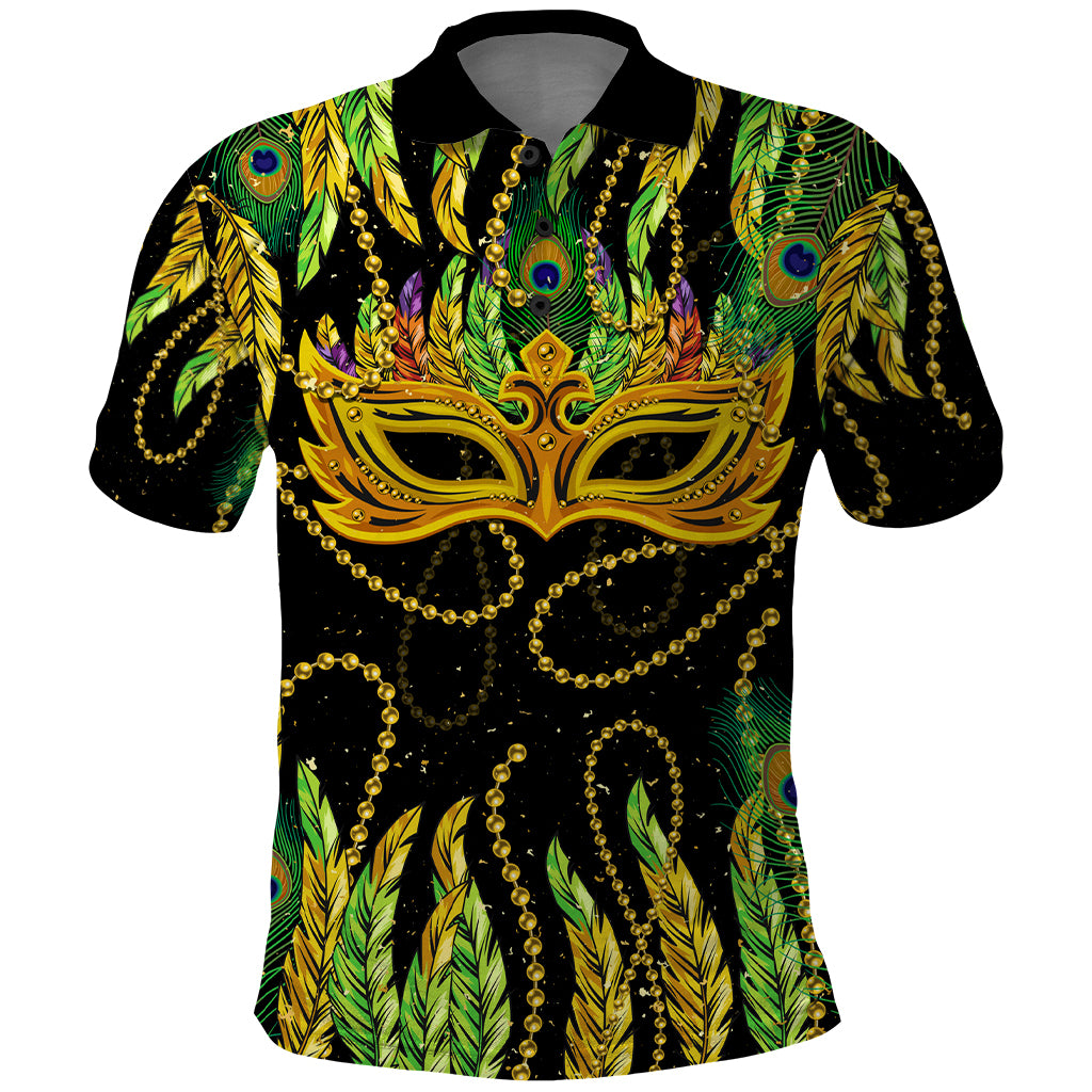 Feather Mask Mardi Gras Polo Shirt - Wonder Print Shop