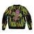 Feather Mask Mardi Gras Sleeve Zip Bomber Jacket - Wonder Print Shop