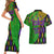 Peace Love Mardi Gras Couples Matching Short Sleeve Bodycon Dress and Hawaiian Shirt Carnival Masks With Feathers LT9 - Wonder Print Shop