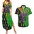 Peace Love Mardi Gras Couples Matching Summer Maxi Dress and Hawaiian Shirt Carnival Masks With Feathers LT9 - Wonder Print Shop