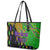 Peace Love Mardi Gras Leather Tote Bag Carnival Masks With Feathers - Wonder Print Shop