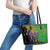 Peace Love Mardi Gras Leather Tote Bag Carnival Masks With Feathers - Wonder Print Shop