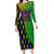 Peace Love Mardi Gras Long Sleeve Bodycon Dress Carnival Masks With Feathers - Wonder Print Shop