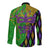 Peace Love Mardi Gras Long Sleeve Button Shirt Carnival Masks With Feathers - Wonder Print Shop