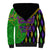 Peace Love Mardi Gras Sherpa Hoodie Carnival Masks With Feathers - Wonder Print Shop