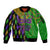 Peace Love Mardi Gras Sleeve Zip Bomber Jacket Carnival Masks With Feathers - Wonder Print Shop