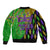 Peace Love Mardi Gras Sleeve Zip Bomber Jacket Carnival Masks With Feathers - Wonder Print Shop