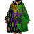 Peace Love Mardi Gras Wearable Blanket Hoodie Carnival Masks With Feathers - Wonder Print Shop