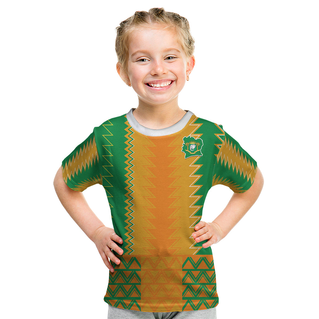 Custom Ivory Coast Football Kid T Shirt Les Elephants 2024 Sporty Style - Wonder Print Shop