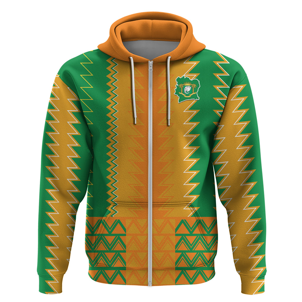 Custom Ivory Coast Football Zip Hoodie Les Elephants 2024 Sporty Style - Wonder Print Shop