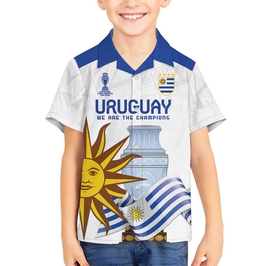 Custom Uruguay La Celeste Football Champions Kid Hawaiian Shirt Glory To The Sky Blue - Wonder Print Shop