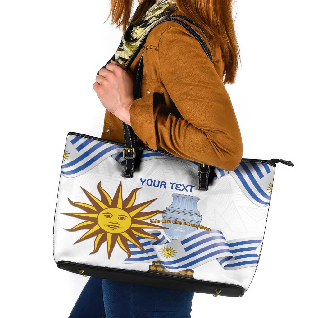 Custom Uruguay La Celeste Football Champions Leather Tote Bag Glory To The Sky Blue - Wonder Print Shop