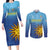 Custom Uruguay La Celeste Football Couples Matching Long Sleeve Bodycon Dress and Long Sleeve Button Shirt Go Champions 2024 LT9 - Wonder Print Shop