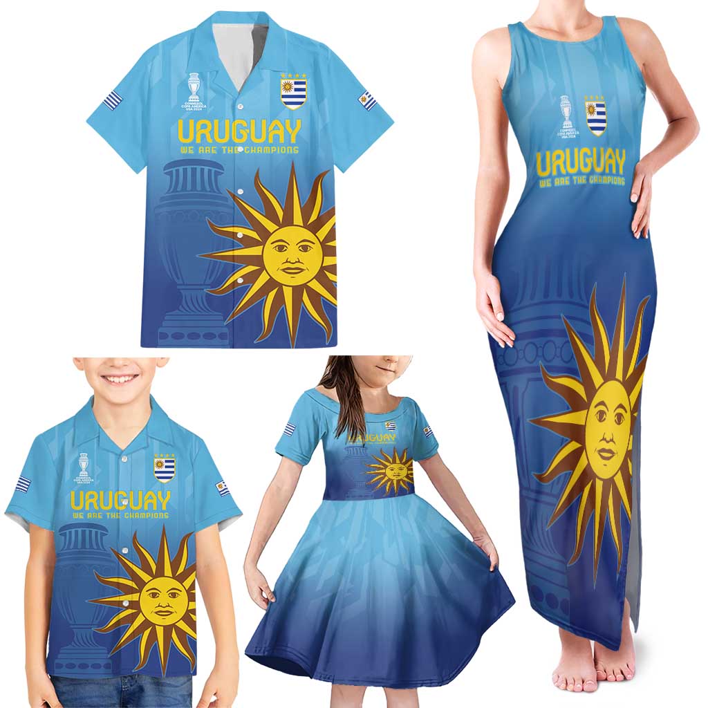 Custom Uruguay La Celeste Football Family Matching Tank Maxi Dress and Hawaiian Shirt Go Champions 2024 - Wonder Print Shop