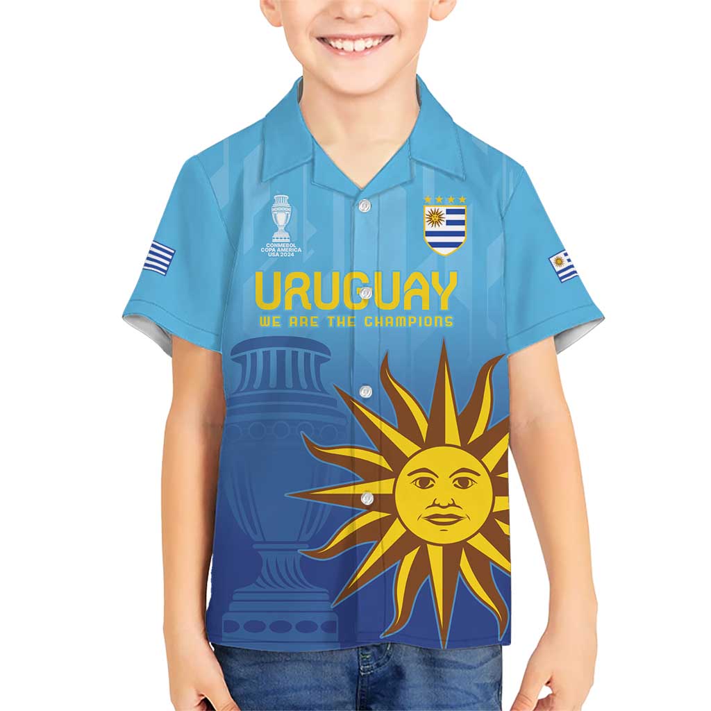 Custom Uruguay La Celeste Football Kid Hawaiian Shirt Go Champions 2024 - Wonder Print Shop