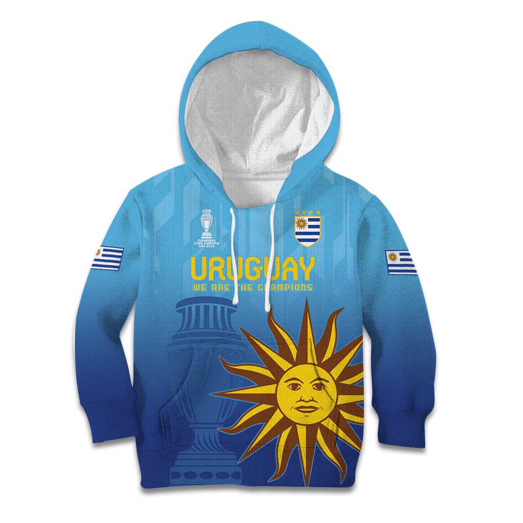 Custom Uruguay La Celeste Football Kid Hoodie Go Champions 2024 - Wonder Print Shop