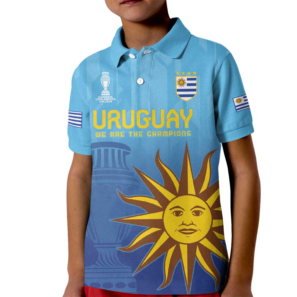 Custom Uruguay La Celeste Football Kid Polo Shirt Go Champions 2024 - Wonder Print Shop